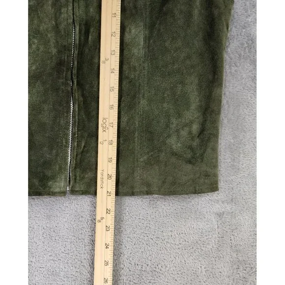 Saguaro Vest Womens Large Green Suede Leather Full Zip Western 90s Vintage Top - Picture 6 of 12